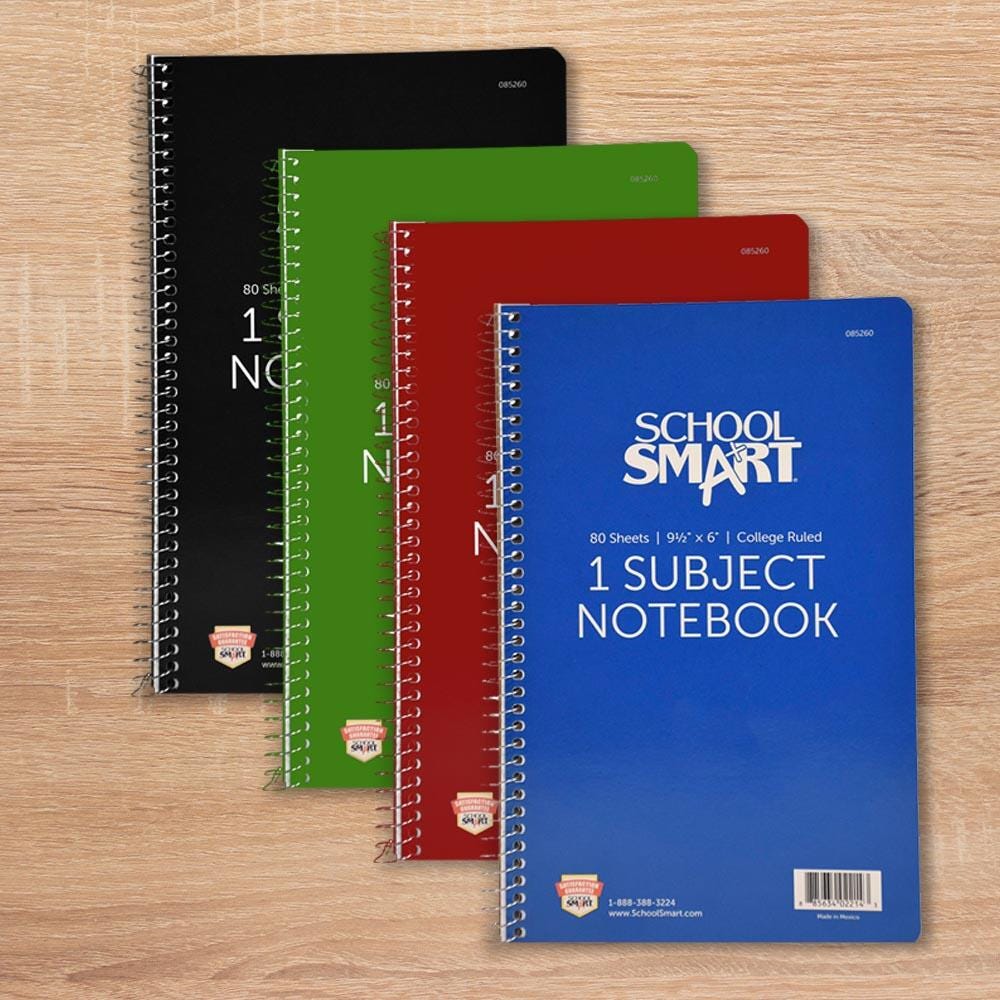 School Smart Spiral Non-Perforated 1 Subject College Ruled